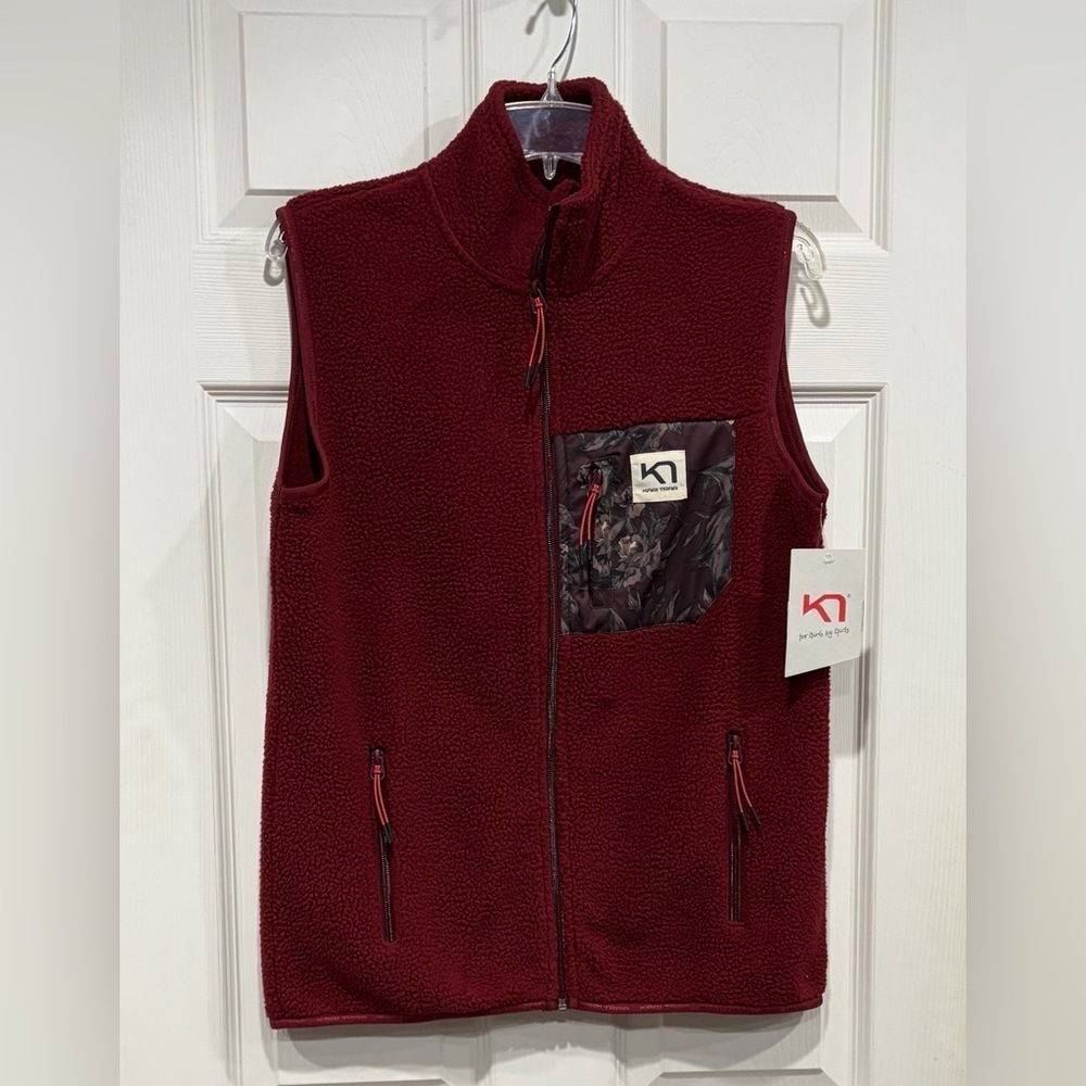 Kari Traa Women's Medium Rothe Vest Rouge Red Wine NWT Two Tone Cozy Pile